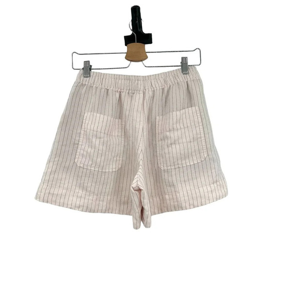 Vince Pencil-stripe Drawstring Linen Blend Shorts in Pink Size Small - Picture 5 of 8